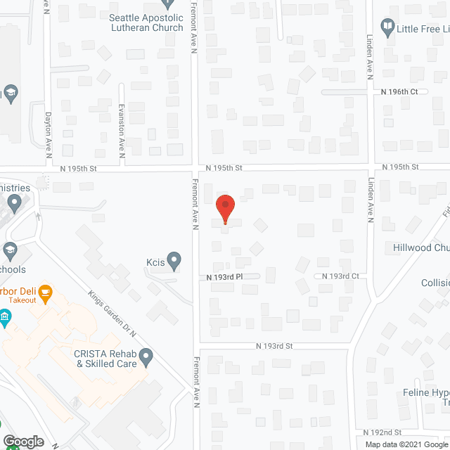 Map of the neighborhood around Hillwood Senior Care