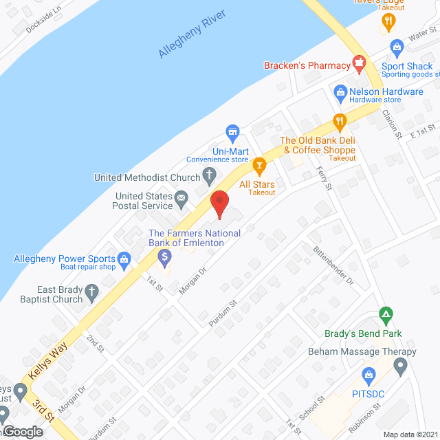 Map of the neighborhood around Allegheny Hills Retirement Residence