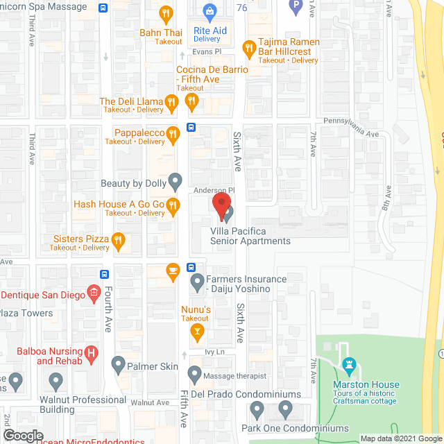 Map of the neighborhood around Villa Pacifica