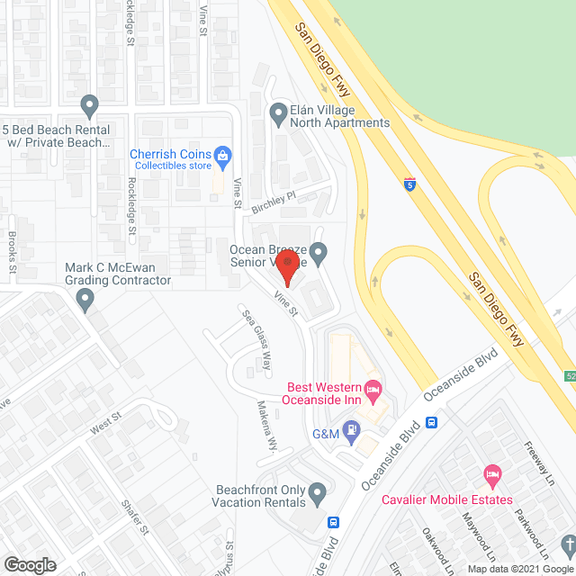 Map of the neighborhood around Ocean Breeze Senior Village