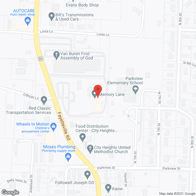 Map of the neighborhood around Memory Lane