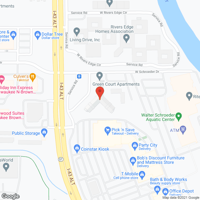 Map of the neighborhood around Green Court