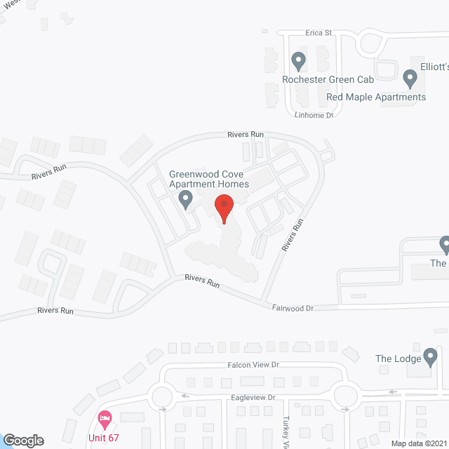 Map of the neighborhood around Rivers Run at RIT