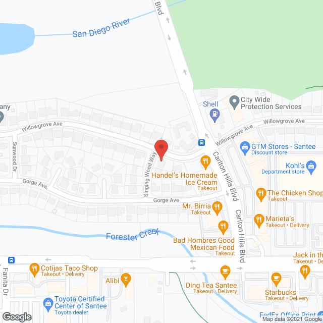 Map of the neighborhood around Shady Tree Villas