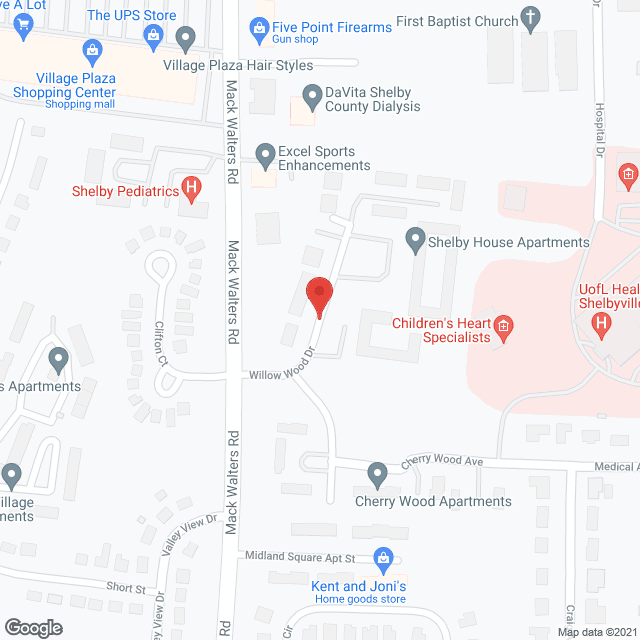 Map of the neighborhood around Shelby House