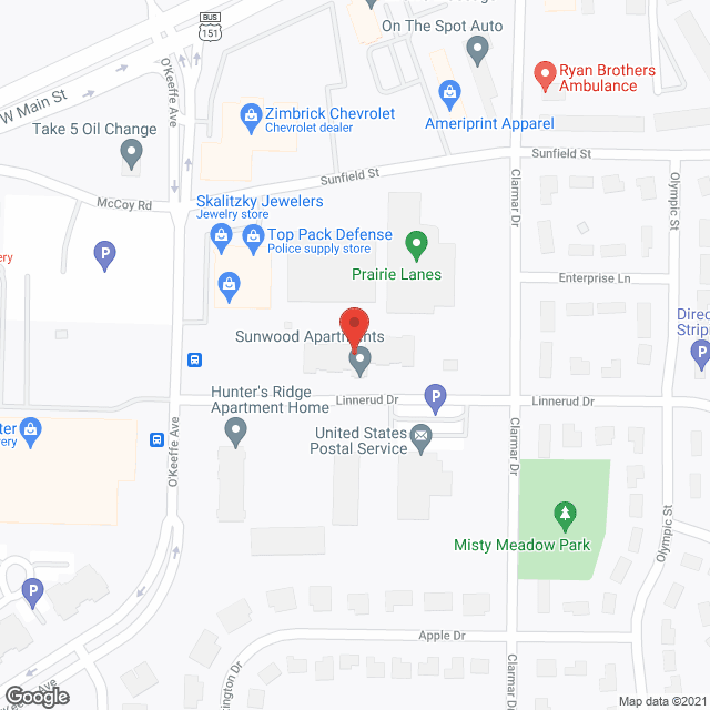 Map of the neighborhood around Sunwood Apartments