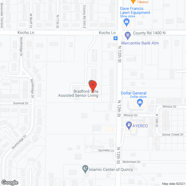 Map of the neighborhood around Bradford Villa