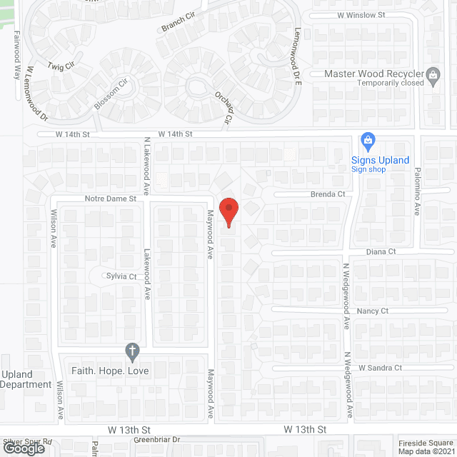 Map of the neighborhood around Maywood Board and Care