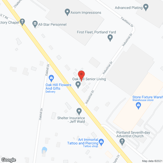 Map of the neighborhood around Oak Hill Senior Living