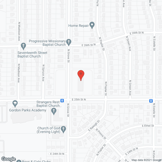 Map of the neighborhood around Calvary Towers