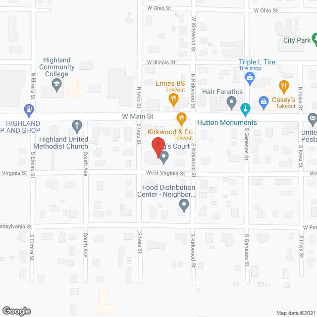 Map of the neighborhood around Highland King Court Senior Housing LP