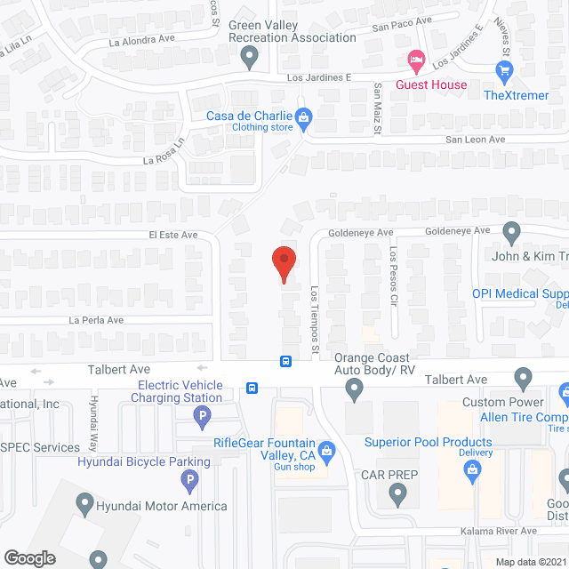 Map of the neighborhood around Los Tiempos Senior Living
