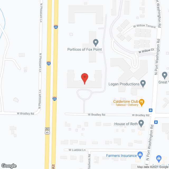 Map of the neighborhood around The Porticos of Fox Point