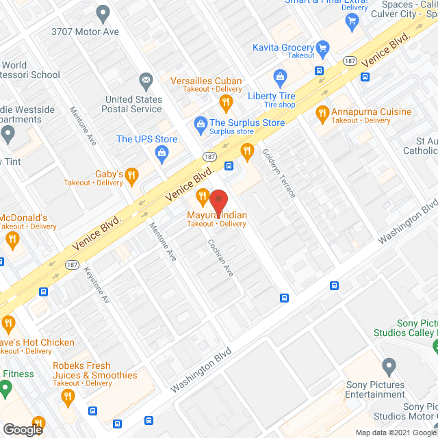 Map of the neighborhood around Palms Court