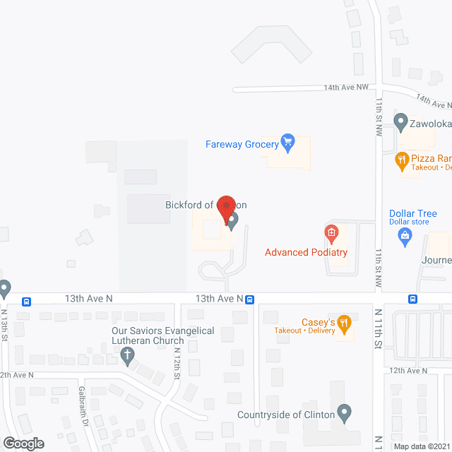 Map of the neighborhood around Bickford of Clinton