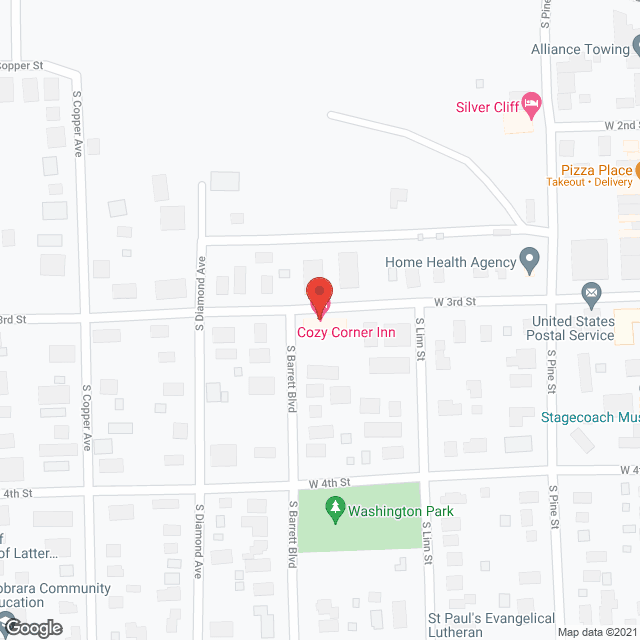 Map of the neighborhood around Cozy Corner Inn