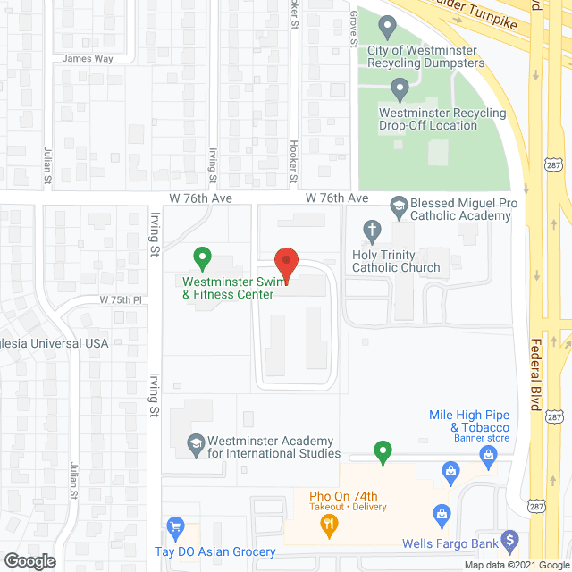 Map of the neighborhood around Westminster Commons