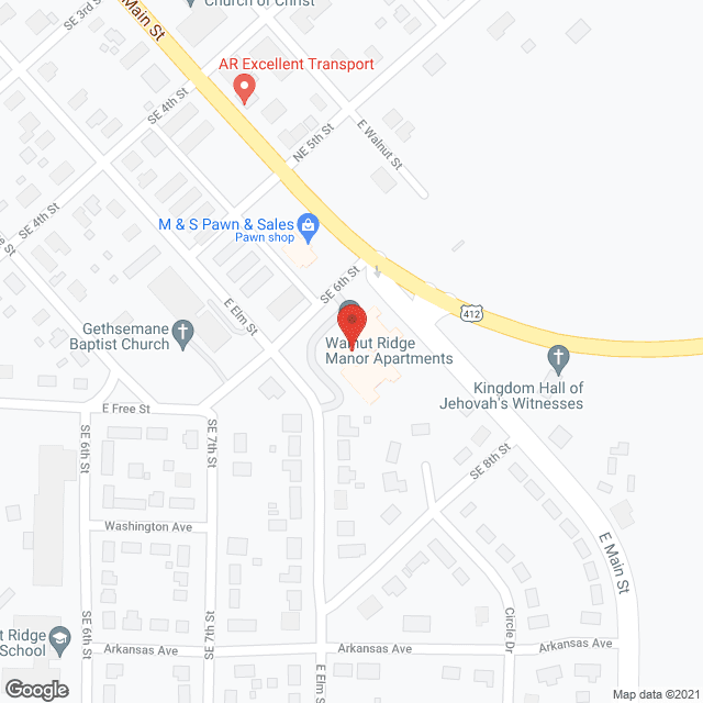 Map of the neighborhood around Walnut Ridge Manor Apartments