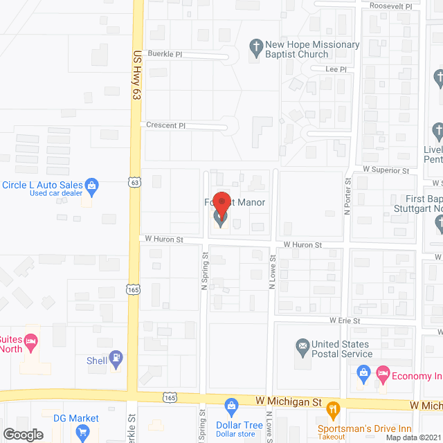 Map of the neighborhood around Forrest Manor