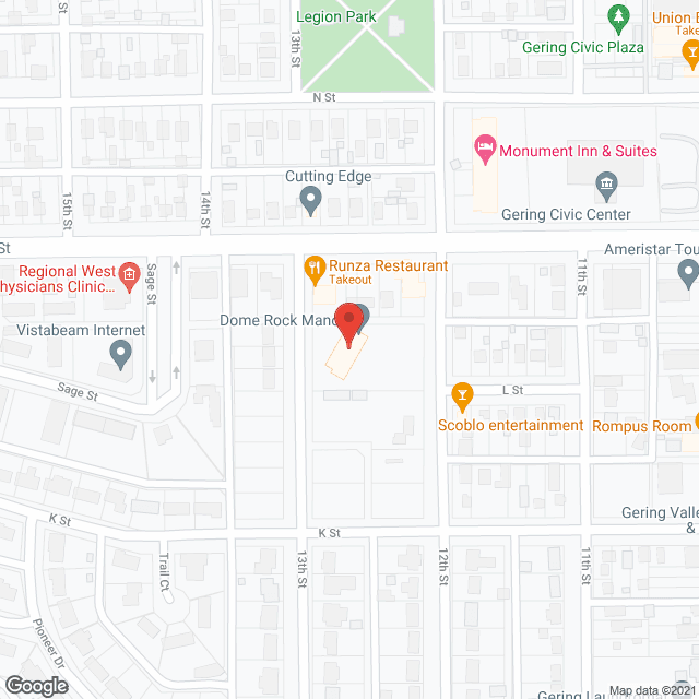 Map of the neighborhood around Dome Rock Manor