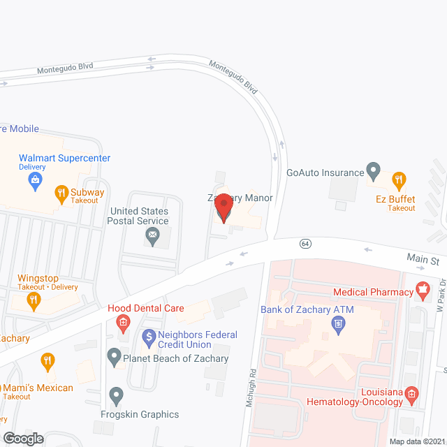 Map of the neighborhood around Zachary Manor