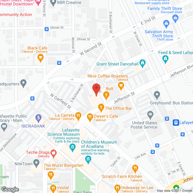 Map of the neighborhood around Evangeline Apartments