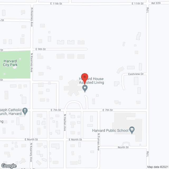 Map of the neighborhood around The Harvard House
