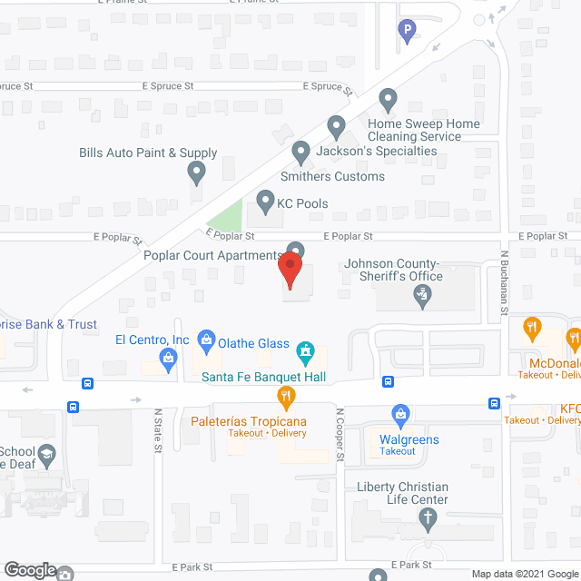 Map of the neighborhood around Poplar Court
