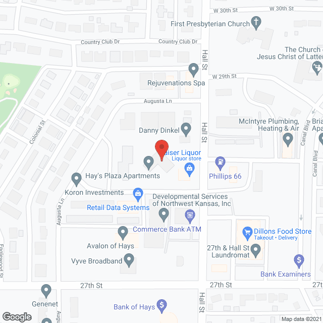 Map of the neighborhood around Hays Plaza Apartments