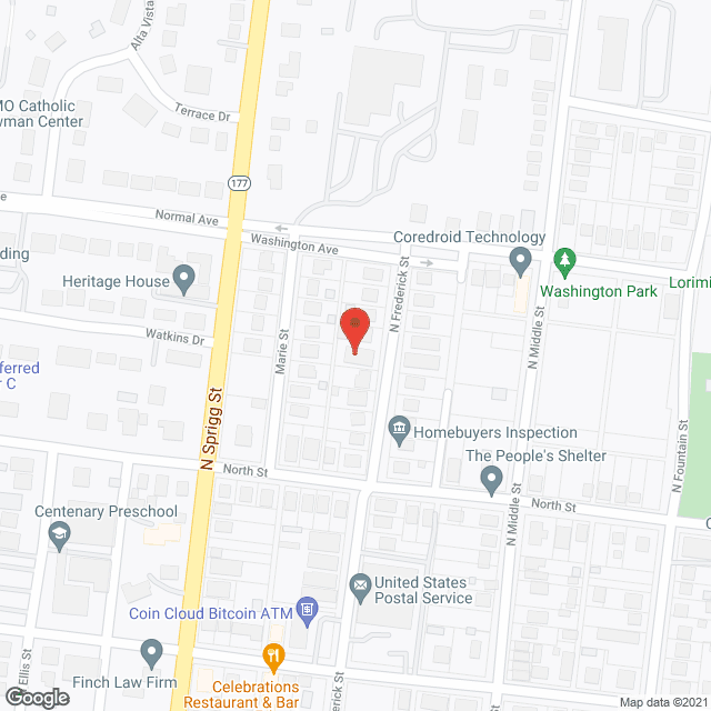 Map of the neighborhood around Frederick Street Manor