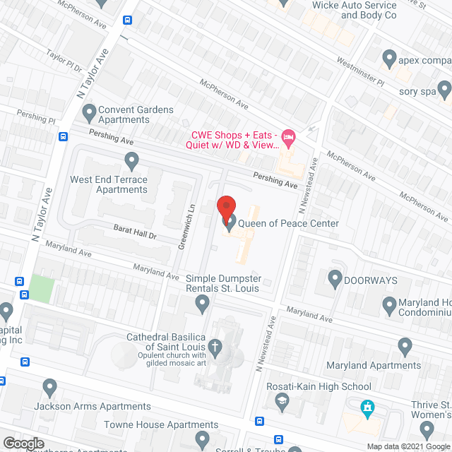 Map of the neighborhood around St. Elizabeth Hall