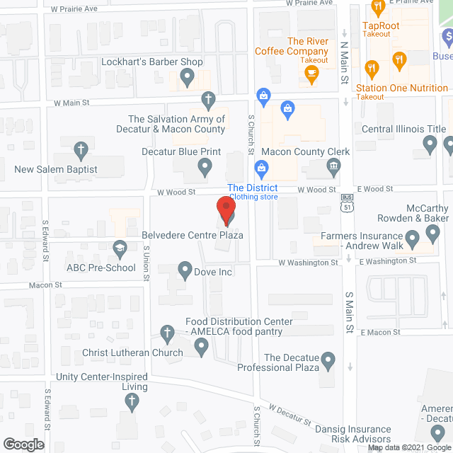 Map of the neighborhood around Belvediere Center Plaza