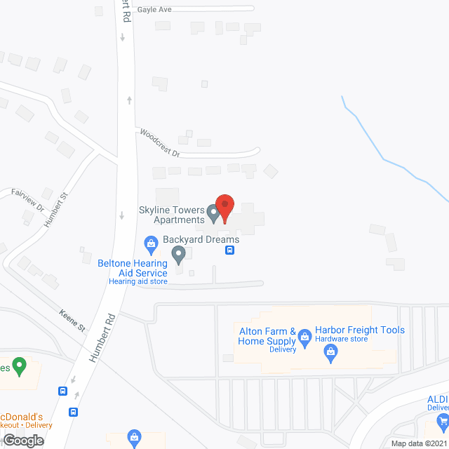 Map of the neighborhood around Skyline Towers Apartments