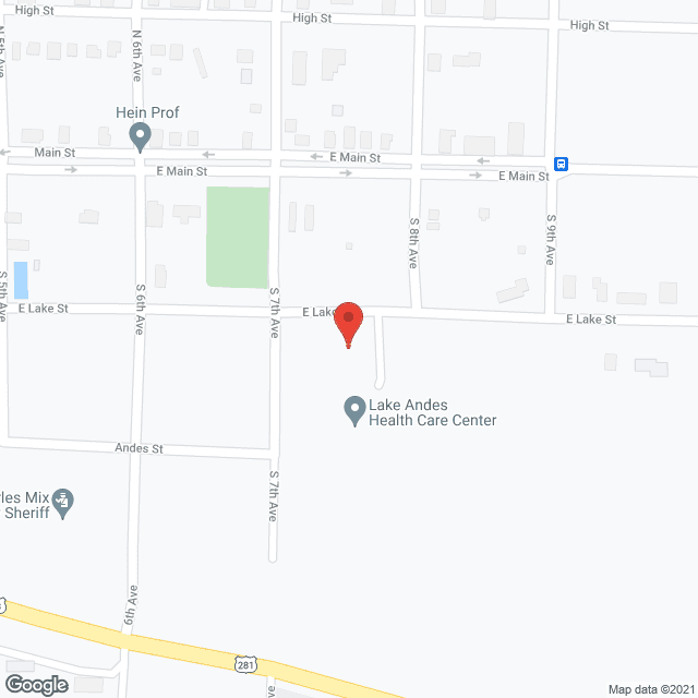 Map of the neighborhood around Lake Andes Health Care Ctr