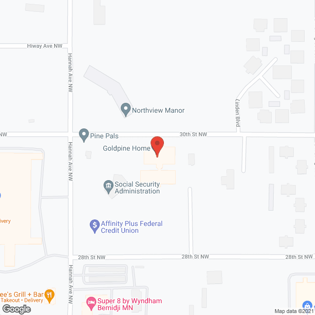 Map of the neighborhood around GoldPine Home