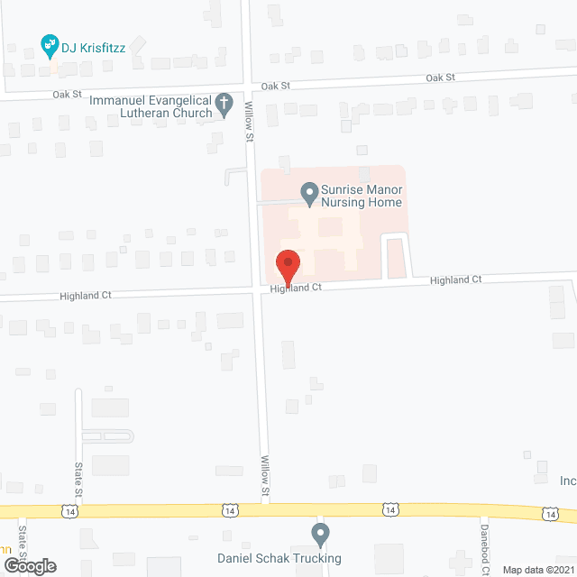Map of the neighborhood around Sunrise Manor Nursing Home