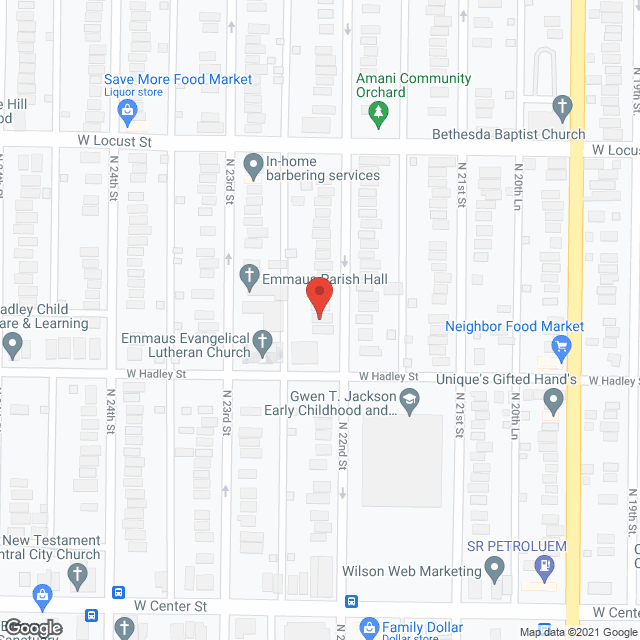 Map of the neighborhood around Priority One Housing-Mentally
