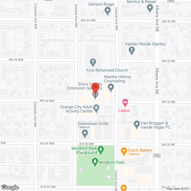Map of the neighborhood around Orange City Hospital and Clinic
