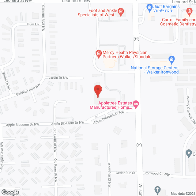Map of the neighborhood around Walker Meadow Community