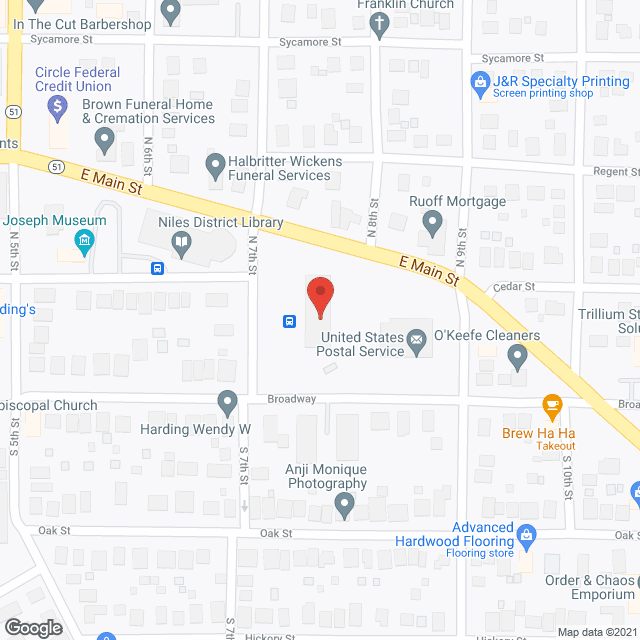 Map of the neighborhood around Four Flags Plaza