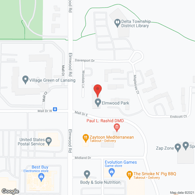 Map of the neighborhood around Elmwood Park