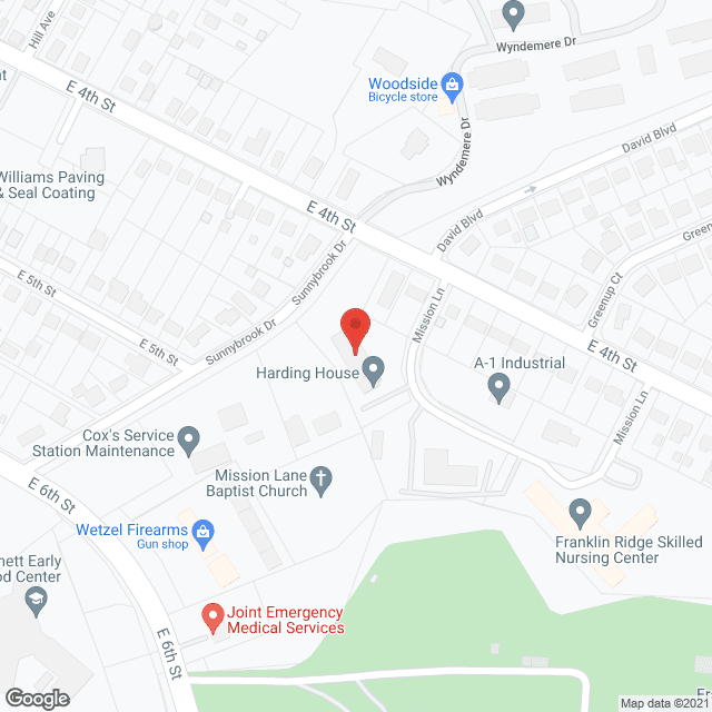 Map of the neighborhood around Harding House
