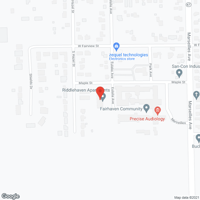 Map of the neighborhood around Riddlehaven Apartments