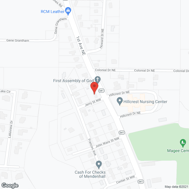 Map of the neighborhood around Hillcrest Health Center
