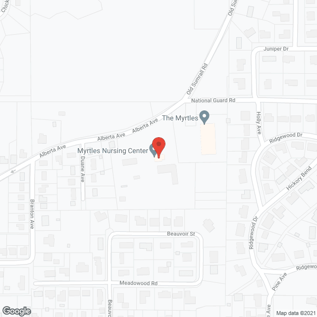 Map of the neighborhood around Myrtles