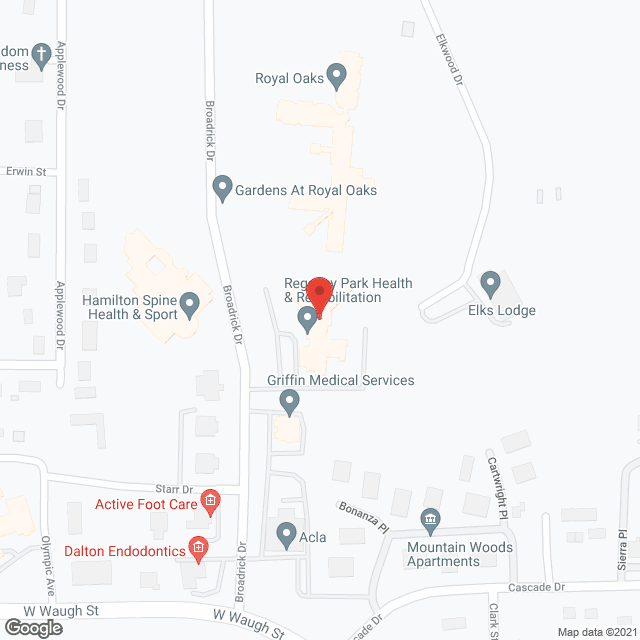 Map of the neighborhood around Regency Park