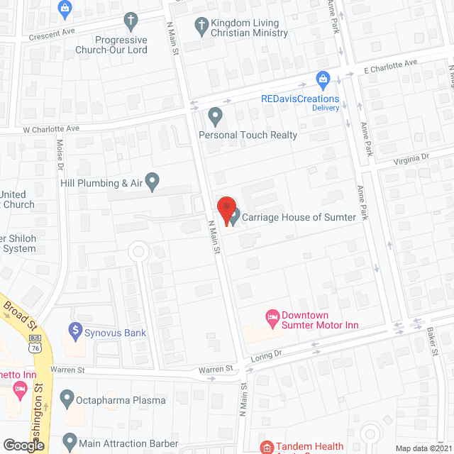 Map of the neighborhood around Carriage House Senior Lvg