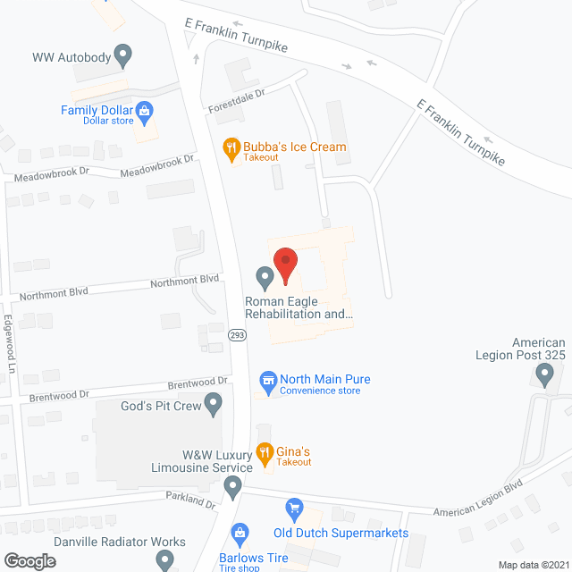 Map of the neighborhood around Roman Eagle Memorial Home