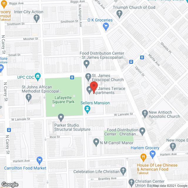 Map of the neighborhood around St James Terrace Apartments
