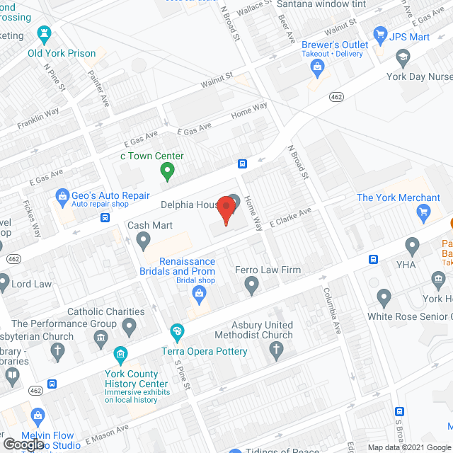 Map of the neighborhood around Delphia House